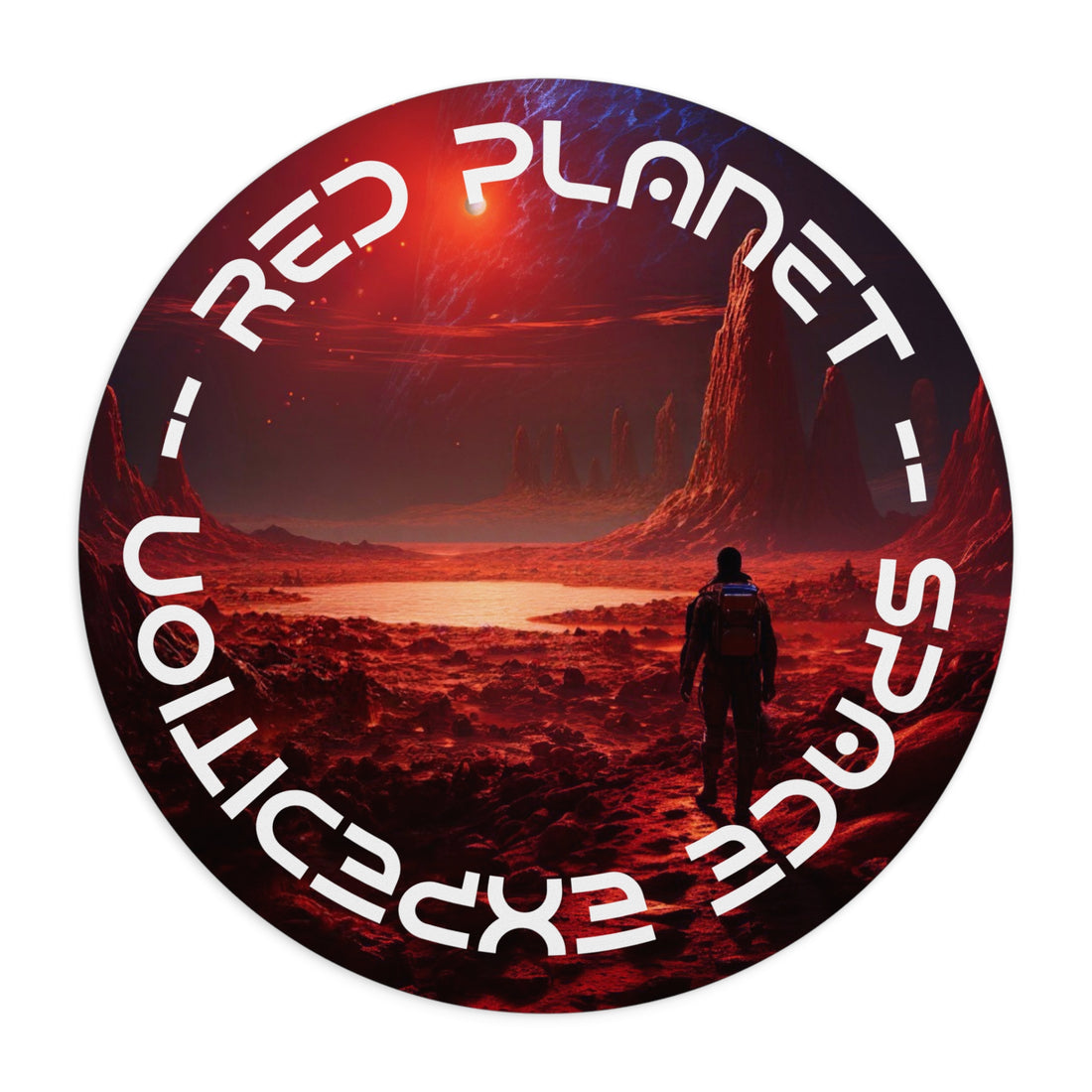 Round Mouse Pad, Red Horizon Mouse Pad - Zenith Aurora Accessories Collection