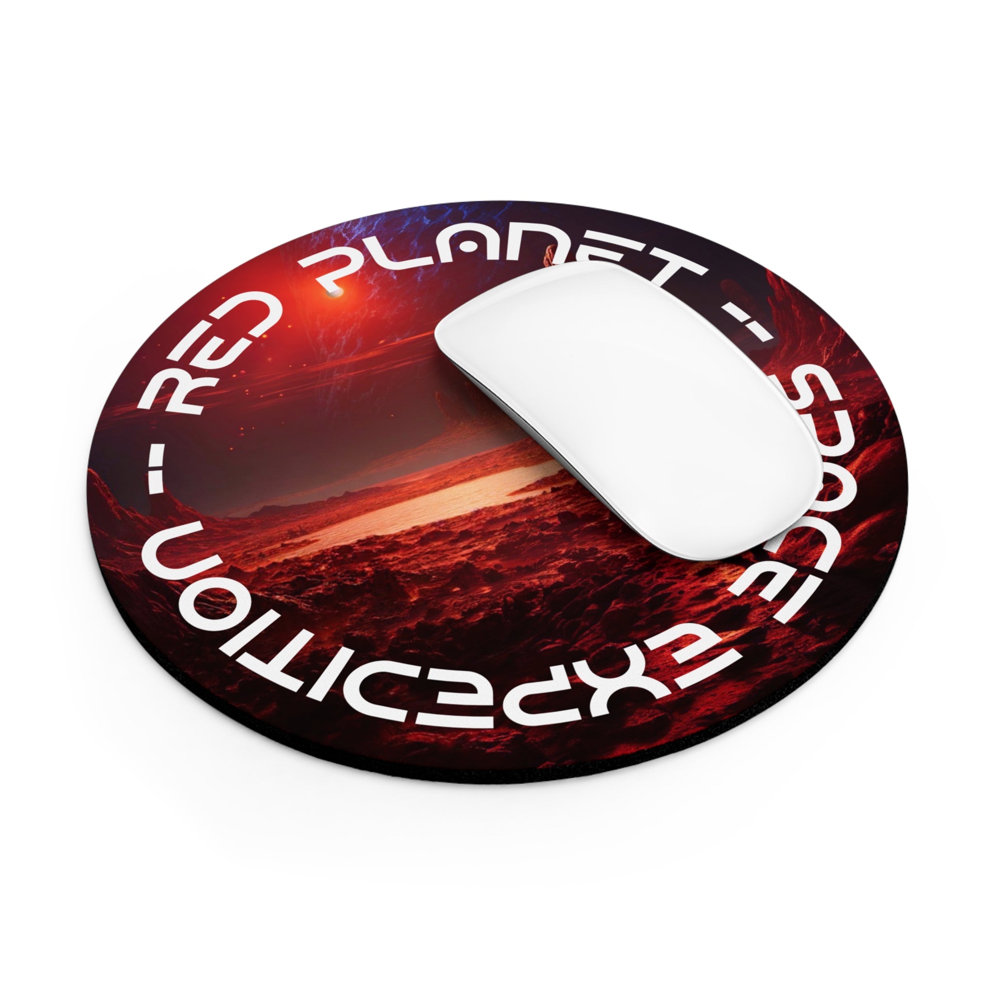 Round Mouse Pad, Red Horizon Mouse Pad - Zenith Aurora Accessories Collection