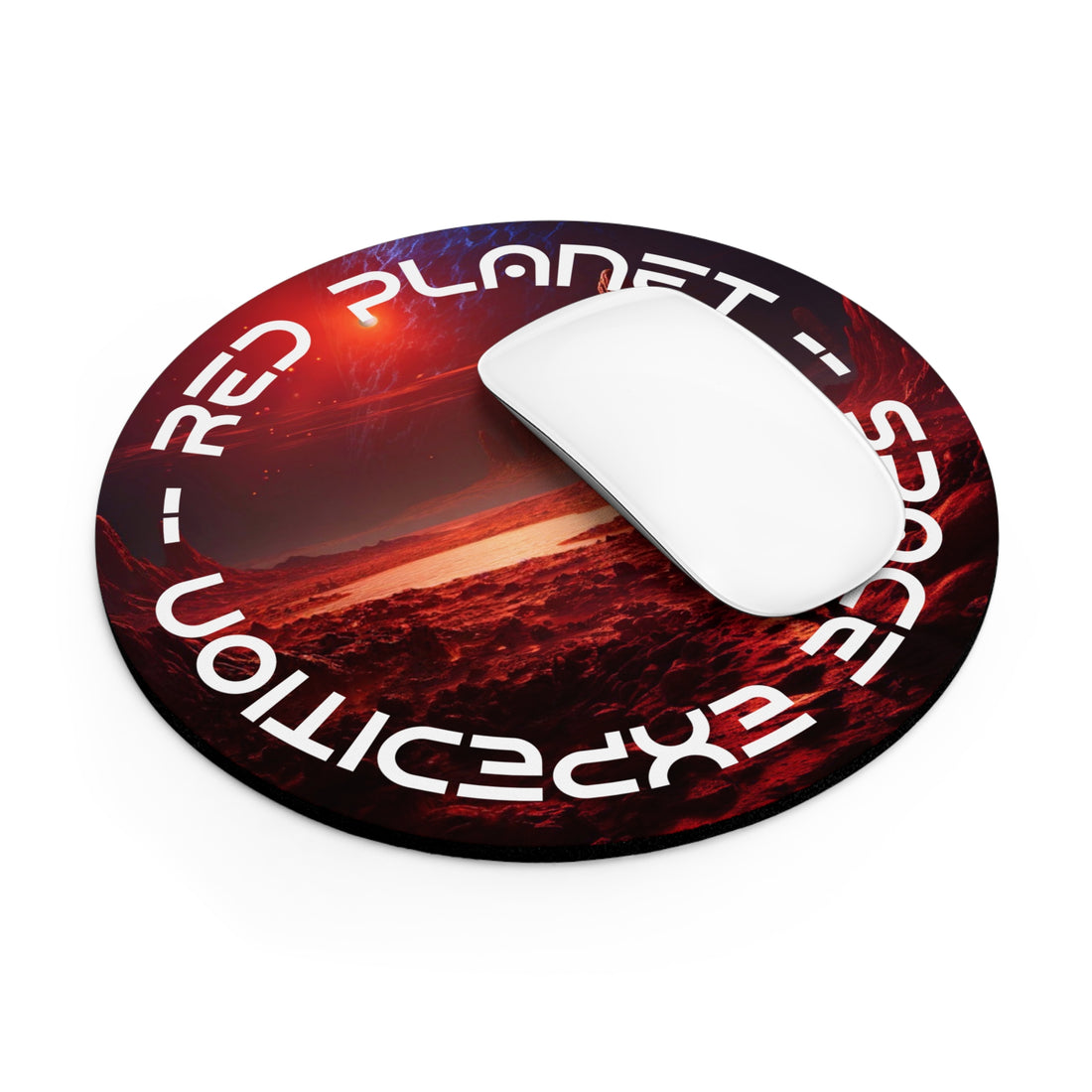 Round Mouse Pad, Red Horizon Mouse Pad - Zenith Aurora Accessories Collection