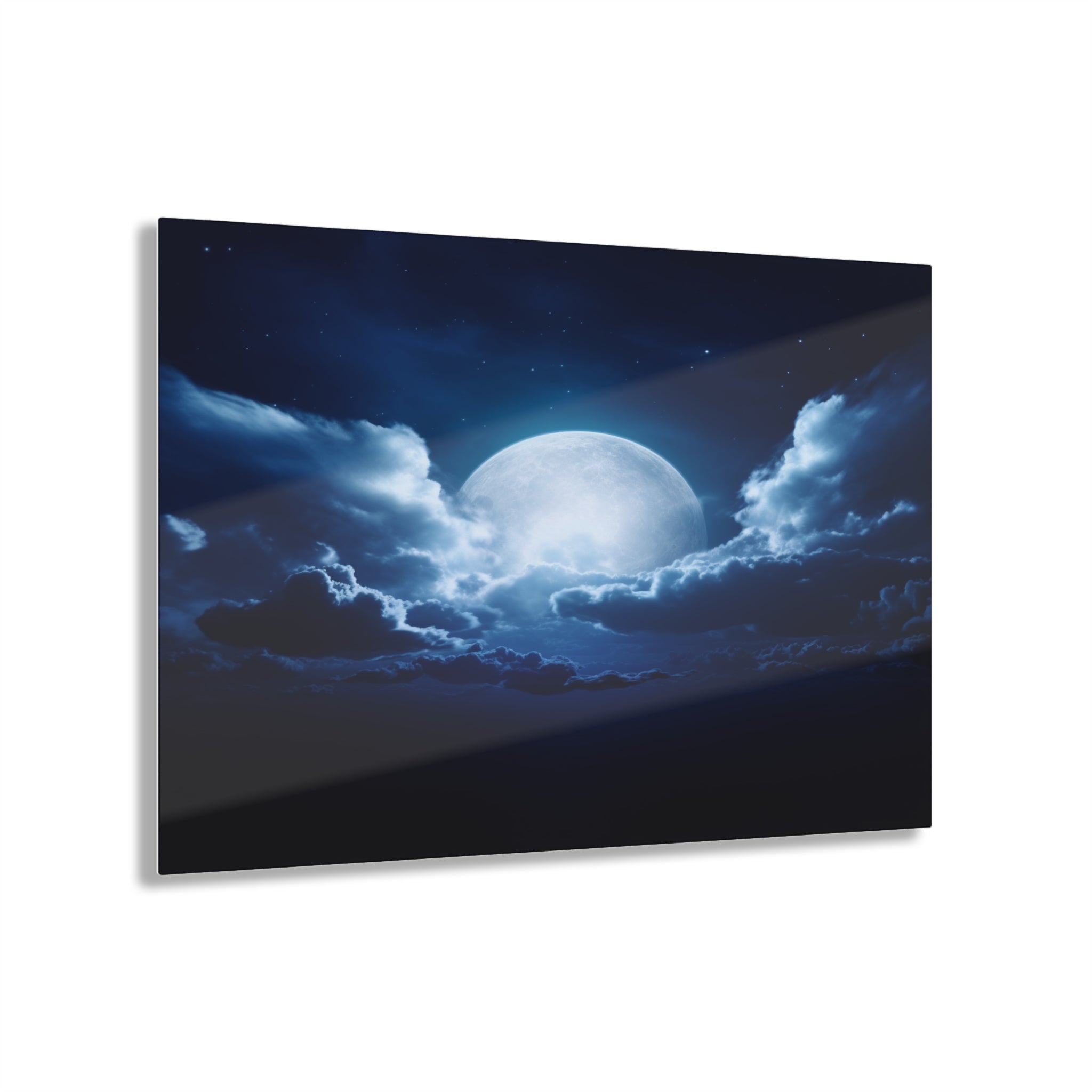 Acrylic Wall Art, Lunar Serenity, Serene Blue Moon