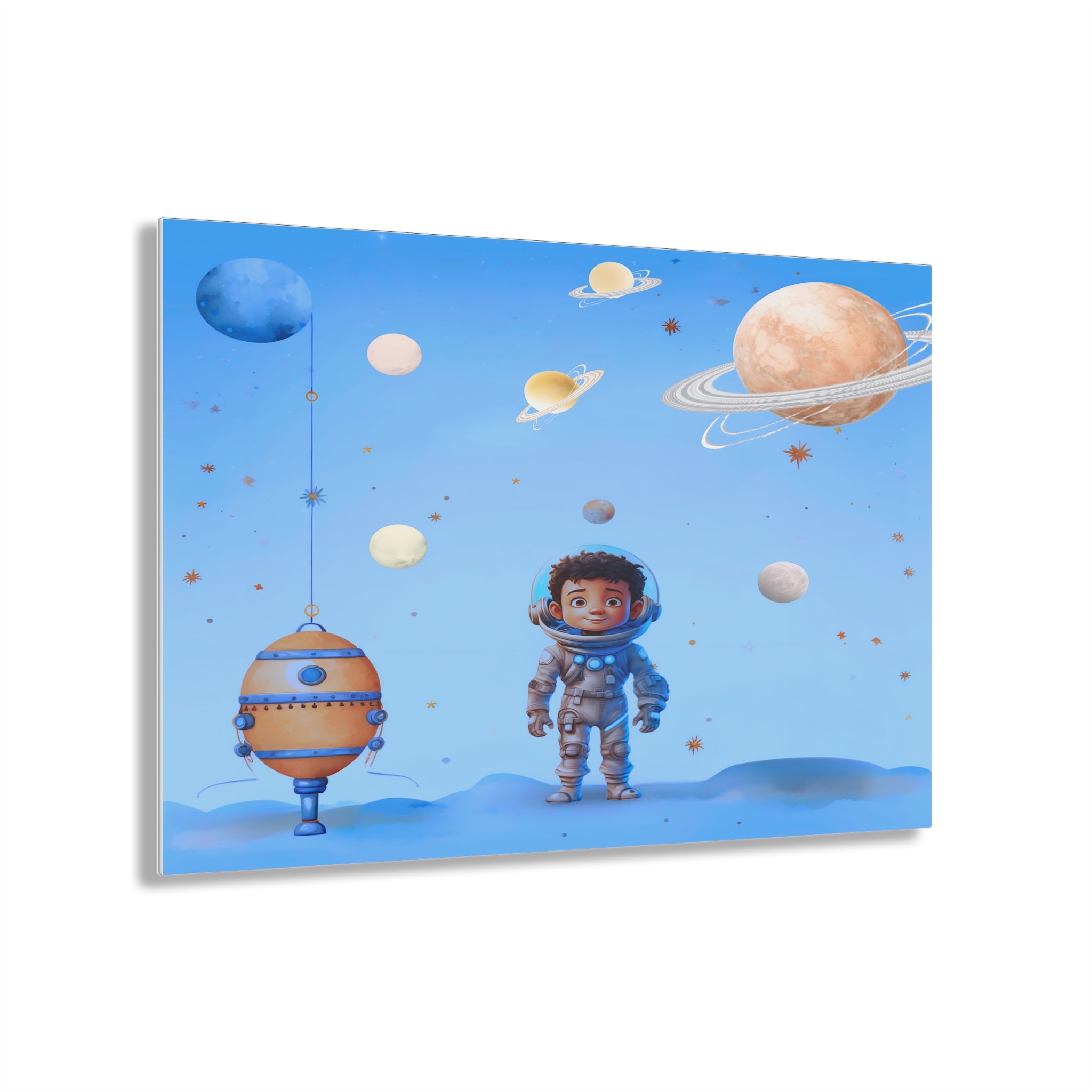 Acrylic Wall Art “Child of the Cosmos” In a Serene Whimsical 14”x11” Display