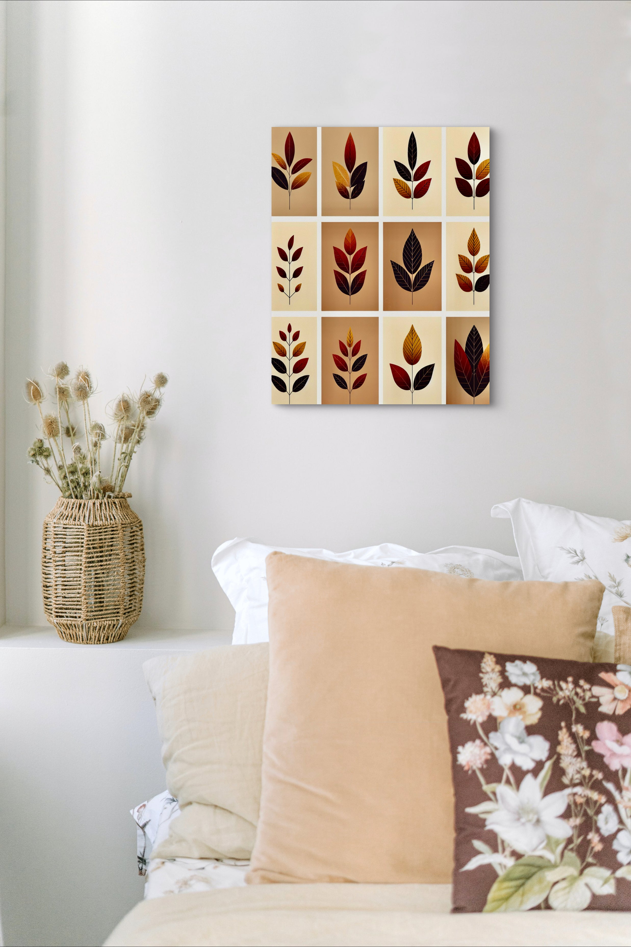 Autumn Leaves Collection - Minimalist Wall Art Fall Season Decor, Canvas Print.