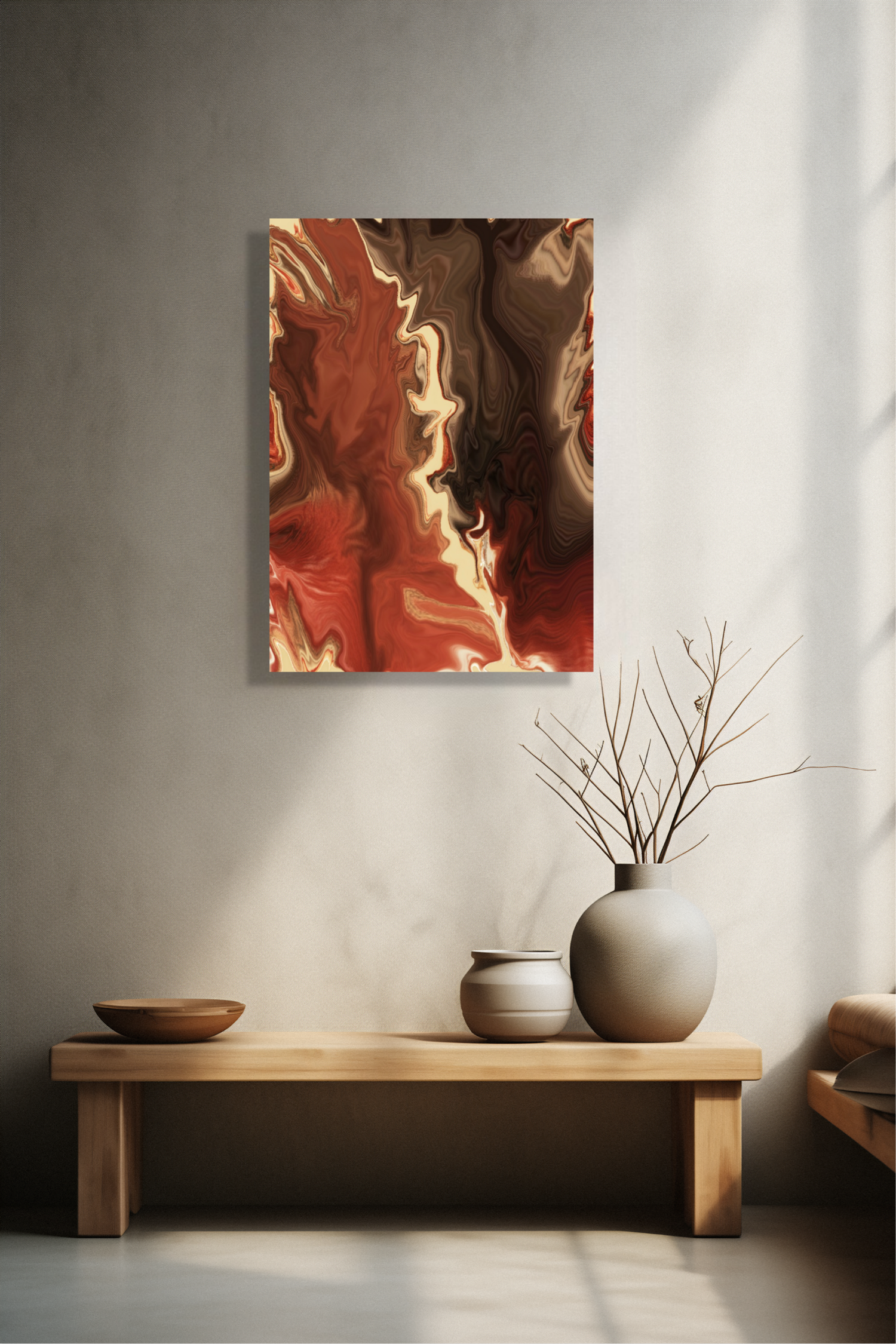 Autumn Harmony Abstract Art, Fall Home Decor, Earth Tones, Rustic Interior Accent, Canvas Print.