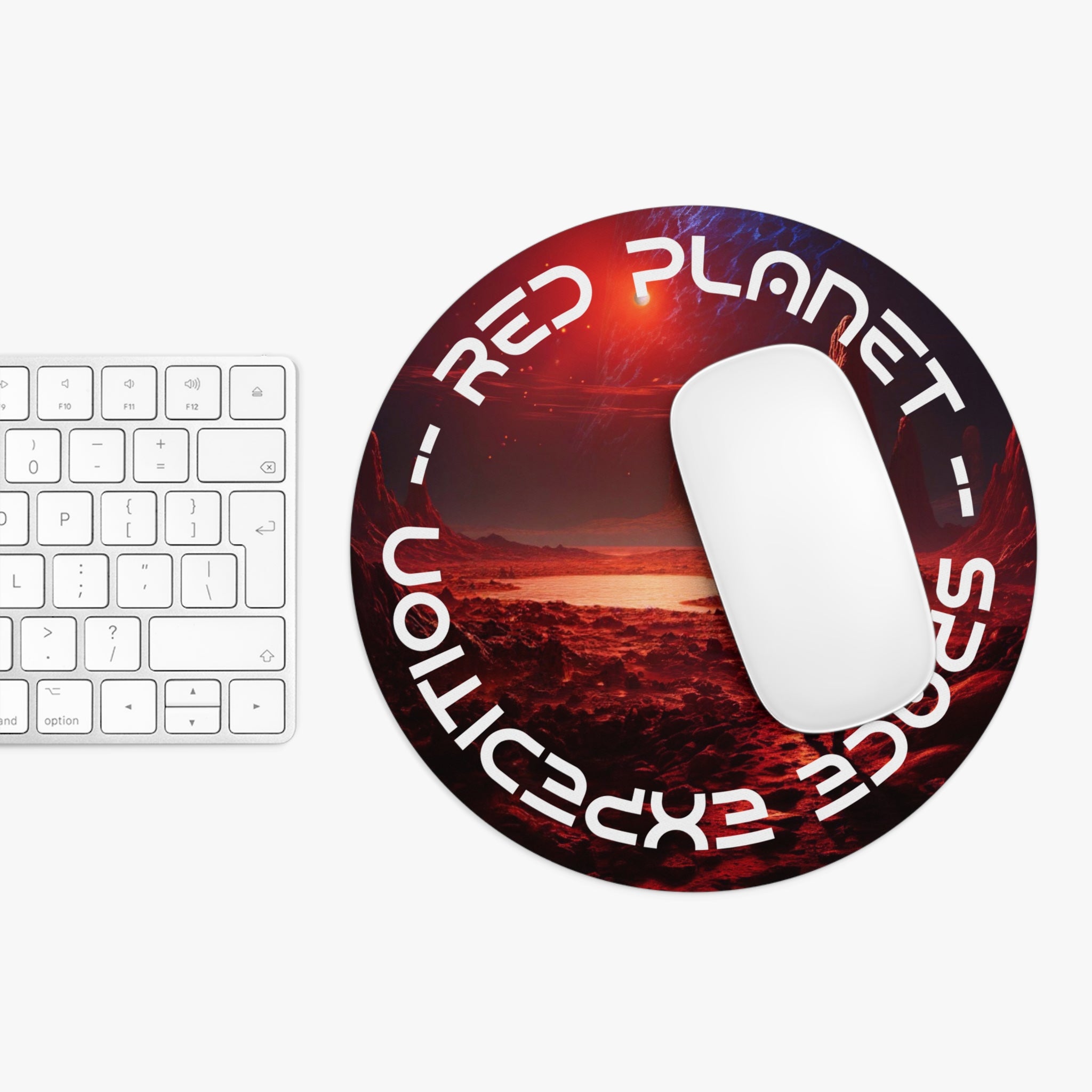 Round Mouse Pad, Red Horizon Mouse Pad - Zenith Aurora Accessories Collection