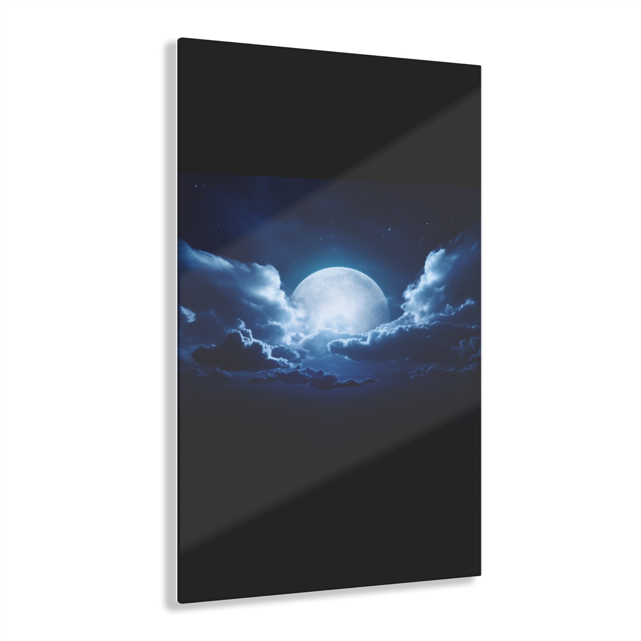 Acrylic Wall Art, Lunar Serenity, Serene Blue Moon